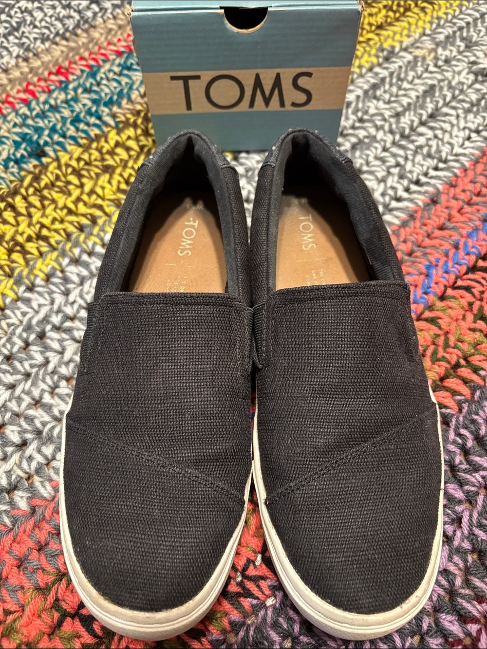 TOMS Black Canvas Slip-On Loafers 6.5